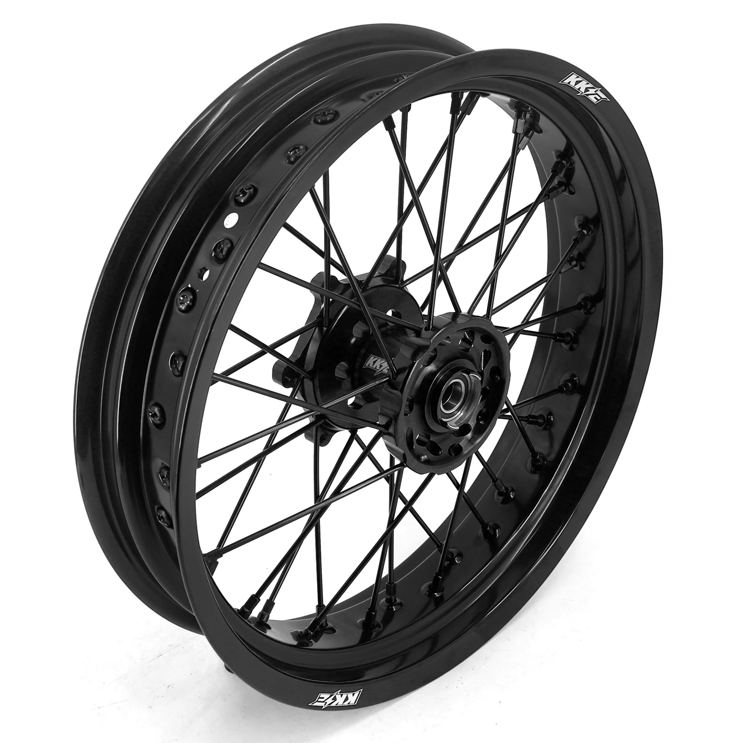 KKE 3.5/4.25 Supermoto Spked Wheels For SUZUKI DRZ400SM 2005-2024 All Black - Image 3