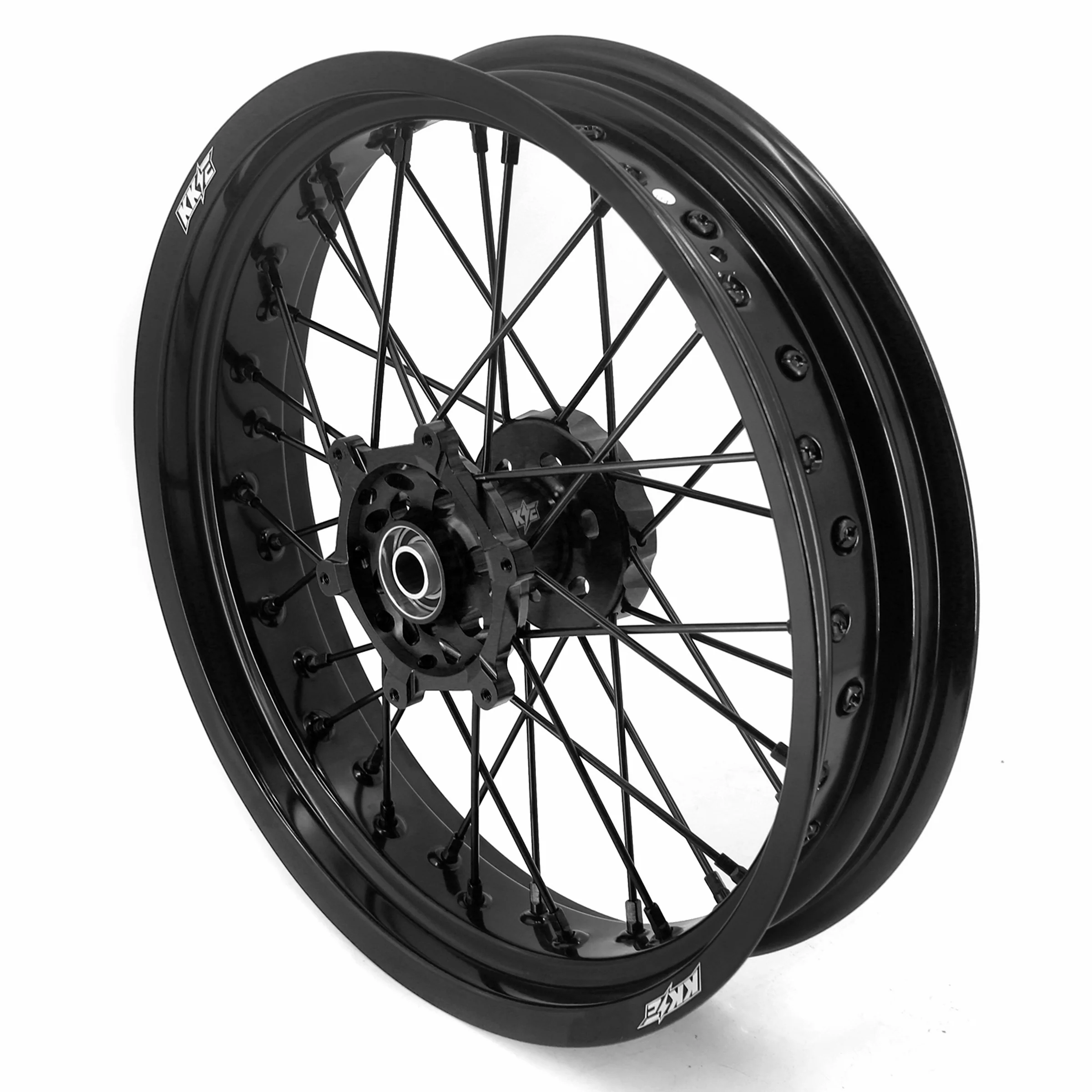 KKE 3.5/4.25 Supermoto Spked Wheels For SUZUKI DRZ400SM 2005-2024 All Black - Image 5