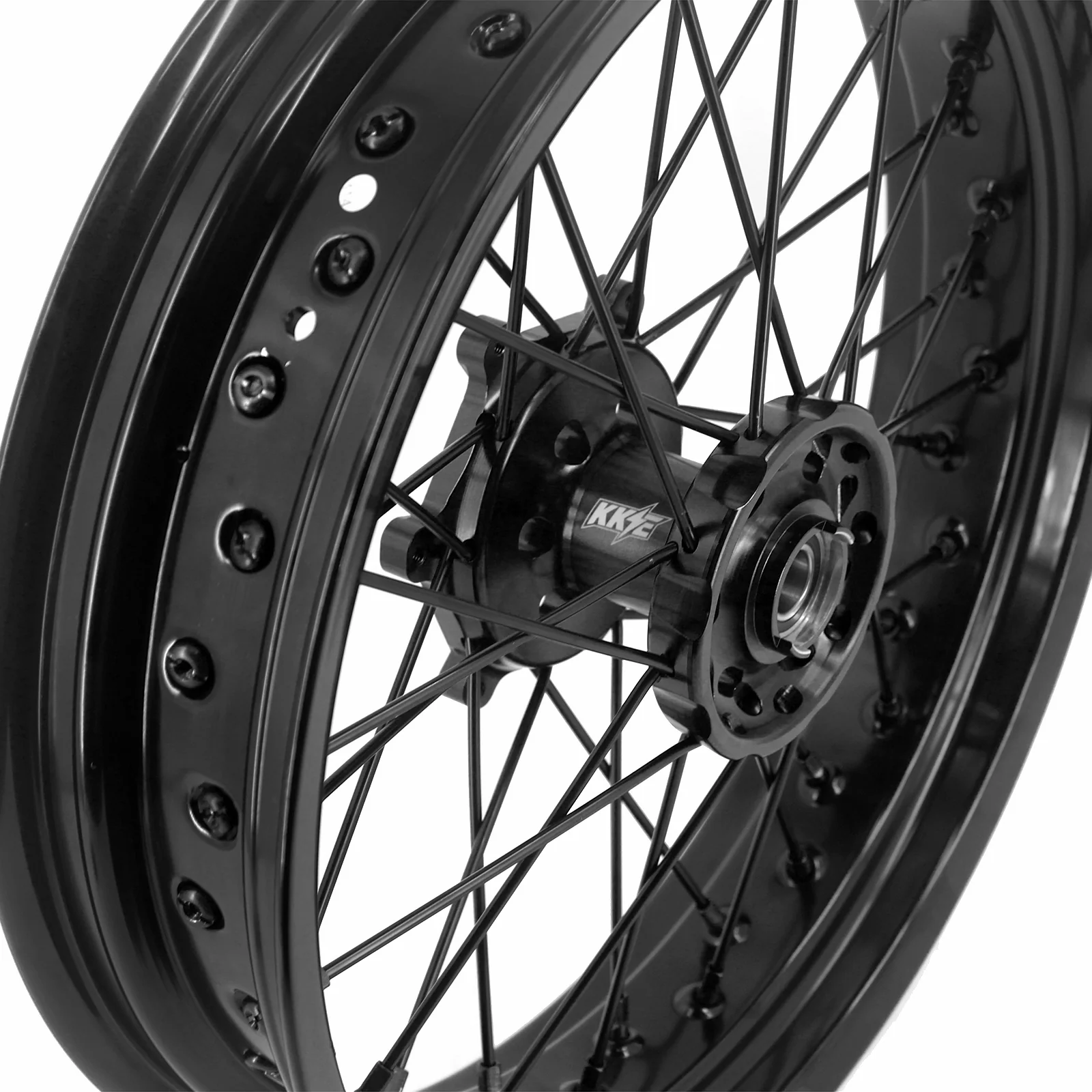 KKE 3.5/4.25 Supermoto Spked Wheels For SUZUKI DRZ400SM 2005-2024 All Black - Image 7